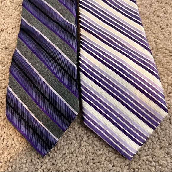 Lot of (2) Men's Express Purple Striped Silk Ties. - Picture 2 of 9